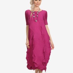 Vanite Couture- Origami Dress purple pink art to wear lagenlook lovely OS